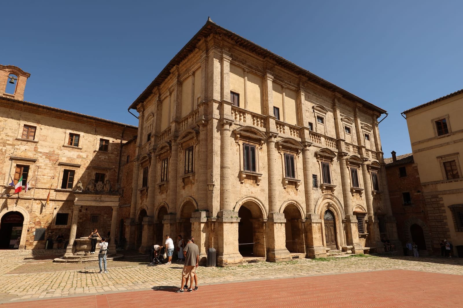 Piazza Grande in Montepulciano, with the town hall and the Renaissance palazzi around it